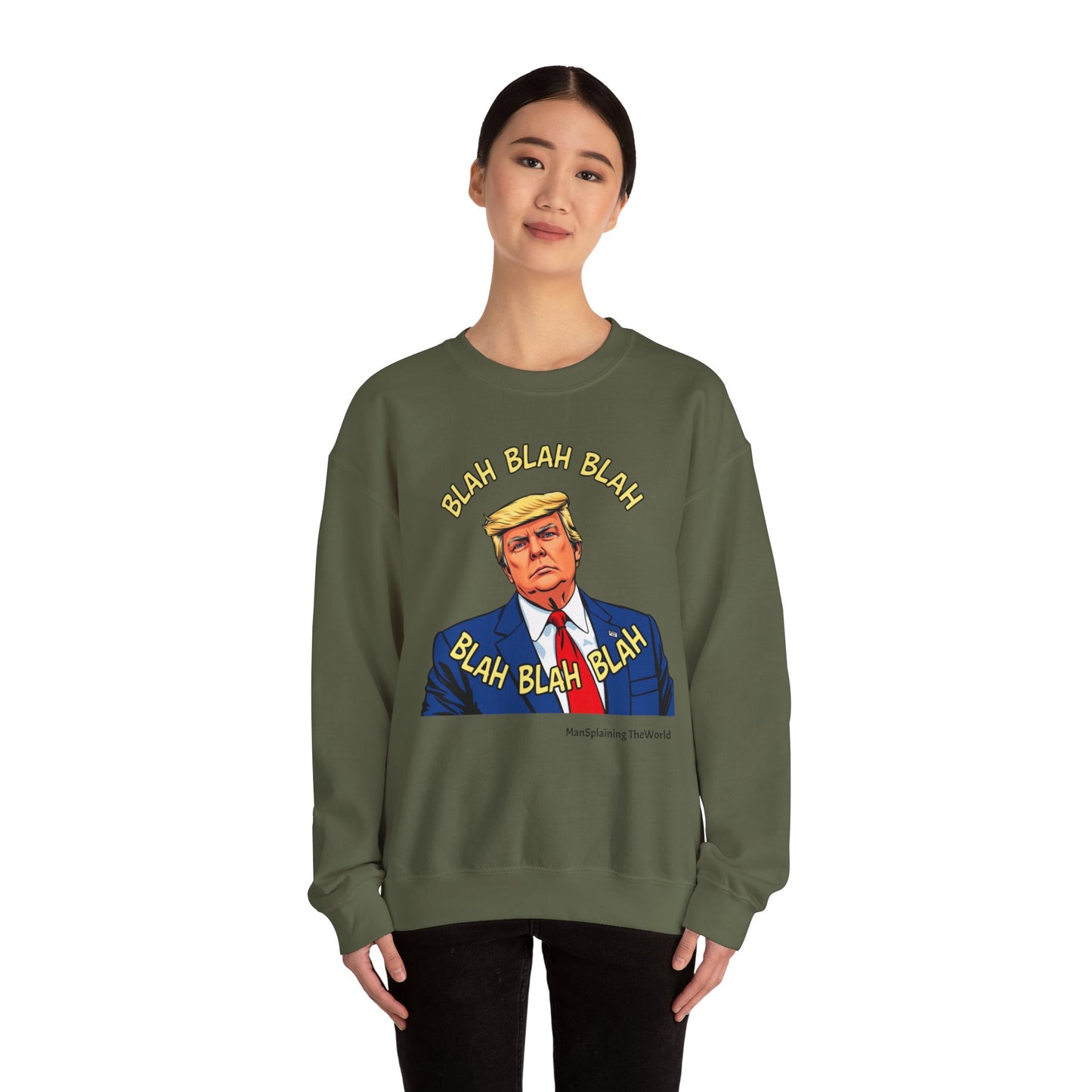 Trump Sweatshirt "Blah Blah" Mansplained Political Republican Democrat Unisex Heavy Blend™ Crewneck Sweatshirt